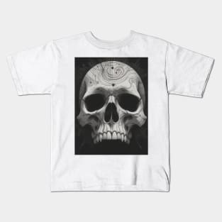 Monochrome Illustration of Skull Kids T-Shirt